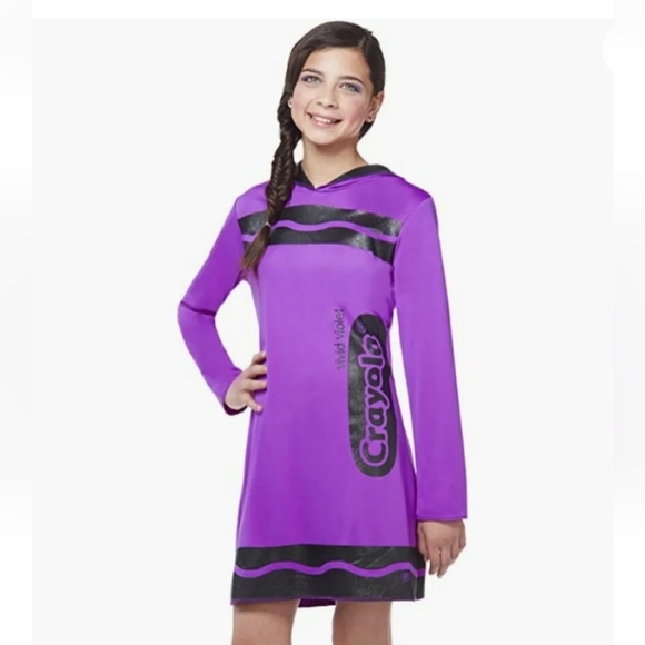 Crayola Vivid Violet Crayon Hooded Dress Costume Tween Sz: Large (12-14) ~NEW~ - Picture 2 of 2